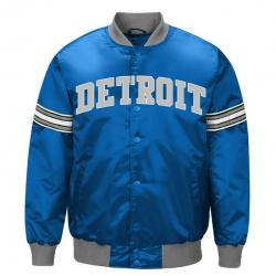 Detroit Lions Striped Blue Satin Jacket